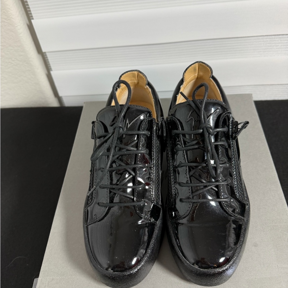 Giuseppe Zanotti Glossy Black Sneakers Women’s New in Box - Picture 2 of 5